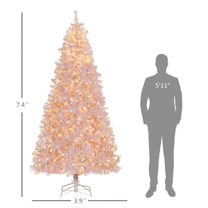 English Elm Homcom 7.5' Pink Prelit Douglas Fir Christmas Tree With 500 Warm White Leds & 1346 Tips For Holidays W2225P249692
