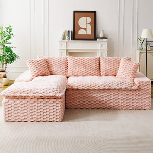 English Elm Pink Turtle Velvet Sofa: Convertible Chaise Lounge For Cozy Living, Seats 3 With Plush Comfort! W3371S00029-GIGA