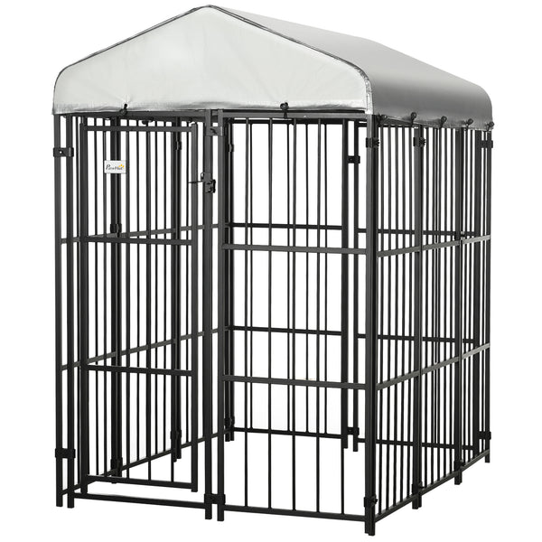 English Elm Pawhut Outdoor Dog Run Kennel with Canopy Heavy Duty Steel Chain Link Playpen W2225P217157