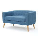 Christopher Knight Home® - Noble House - Bridie Muted Blue Fabric Mid Century Modern Loveseat