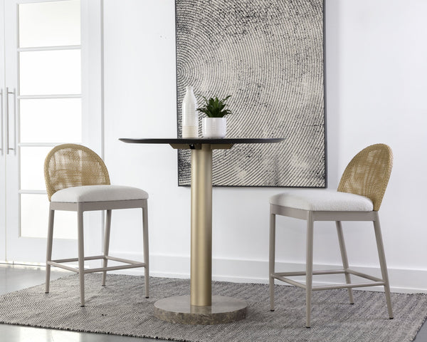 Sunpan Calandri Counter Stool - Stylish Outdoor Seating with Comfort, Durable Fabric & Chic Wicker Design Natural / Louis Cream