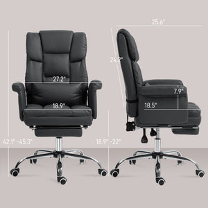 English Elm Homcom Ergonomic Executive Office Chair With Reclining Back, Footrest & Lumbar Support For Comfort W2225P250006