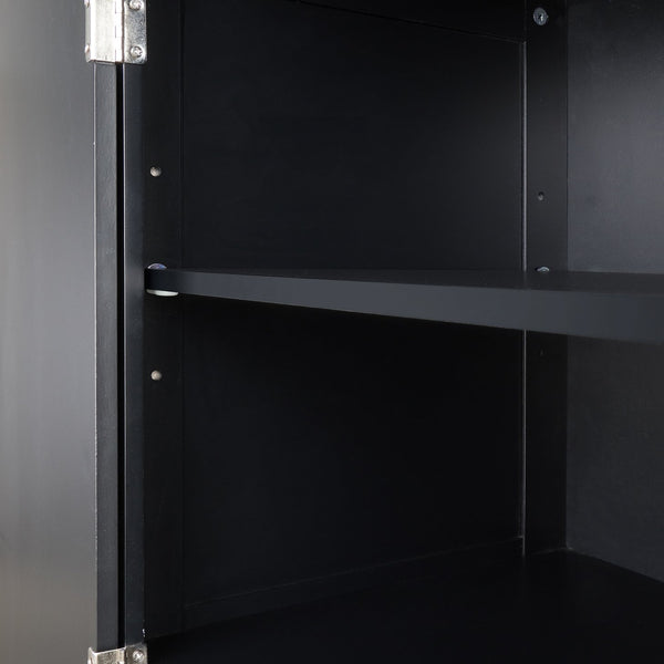 English Elm Tall Freestanding Bathroom Cabinet Two Drawers Adjustable Shelves Matte Mdf Storage Black N725P407739B