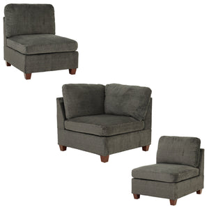 English Elm Modular 3-Piece Gray Chenille Set - Versatile Seating For Lounging, Entertaining, And Cozy Spaces B089S00003