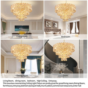 English Elm Gold French Empire Chandelier with Tiered K9 Crystal and 21 Lights for Dining Rooms W2869P476455