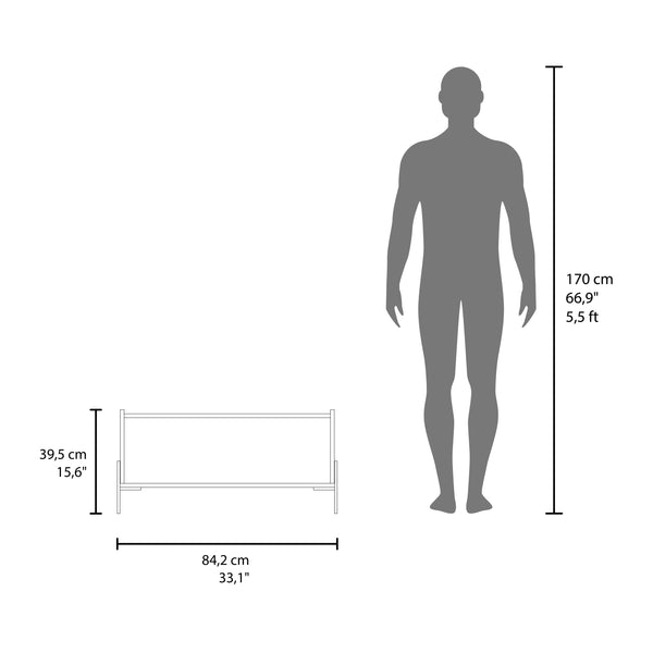 English Elm Coffee Modern engineered wood coffee table with one shelf, sturdy legs, compact storage solution, eco-friendly compliant Black 33.46 L x 23.62 W x 2.76 H B097P250877