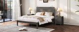 English Elm 3-Pieces Bedroom Sets, Full Size Farmhouse Platform Bed With Two Bedside Lights, 2-Drawer Nightstand, Antique Gray