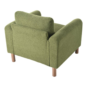 English Elm Christopher Knight Home® - Oversized Teddy Velvet Accent Chair with Curved Armrests, Tufted Mid-Century Design and Walnut Legs Green N765P189679N