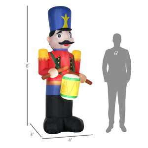English Elm Christmas Inflatable Nutcracker Soldier 8 Foot Led Lit Yard Decor with Drum T3971P387462