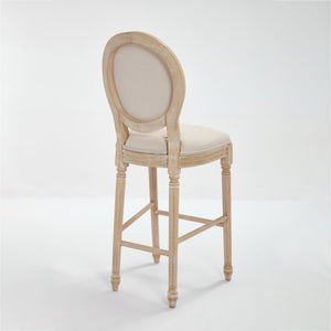 English Elm French Country Bar Chairs Set Of 2 - Elegant Upholstered Round-Back Design For Kitchen & Dining W3426P324576