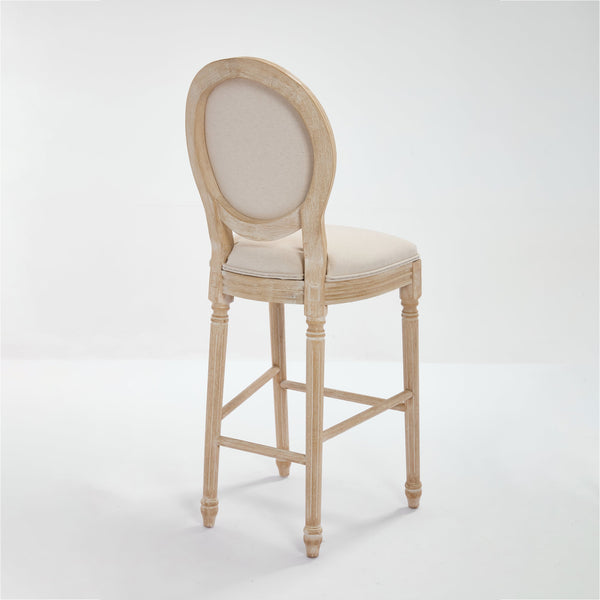 English Elm French Country Bar Chairs Set Of 2 - Elegant Upholstered Round-Back Design For Kitchen & Dining W3426P324576