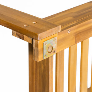 English Elm TOPMAX Acacia Wood Twin Porch Swing Bed Frame with High Back, 350lb Capacity & 118" Hemp Ropes Natural N717P265795A