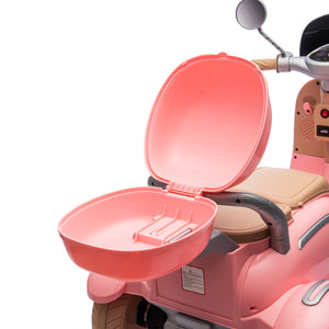 English Elm 12v Dual Motor Two Seater Kids Electric Ride on Motorcycle with Bluetooth Led and Trunk Pink W1578P268012