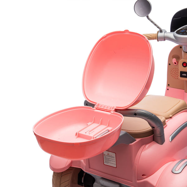 English Elm 12v Dual Motor Two Seater Kids Electric Ride on Motorcycle with Bluetooth Led and Trunk Pink W1578P268012