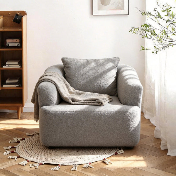 English Elm 360° 360 Swivel Teddy Velvet Accent Chair Plush Cocoon Seat for Living Room or Bedroom Light Gray W5385P433242