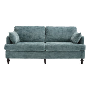 English Elm Modern chenille 2-seater sofa with LED lighting, USB charging, storage pocket, sturdy wood legs Lake Blue W395P318545