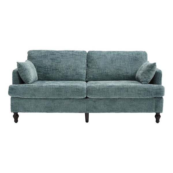 English Elm Modern chenille 2-seater sofa with LED lighting, USB charging, storage pocket, sturdy wood legs Lake Blue W395P318545