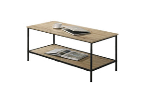 English Elm Rustic 3pc Table Set with Wrought Metal Abstract Side Panels Engineered Wood Tops Durable Charm Natural 47 L x 21 W x 5 H B2741P392069