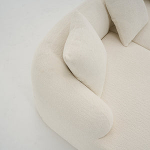 English Elm Boneless L-Shape Sectional Sofa with Curved Chaise Modern Modular Chenille Couch 30D Foam Comfort Lounge Elegance for Living Room Apartments White W2231S00008