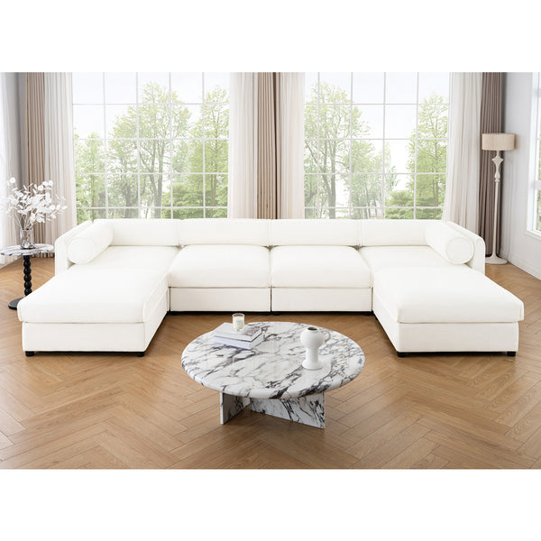 English Elm Modular Sectional Sofa With Hidden Storage, Luxurious Chenille U-Shaped Couch For Modern Living W714S01043