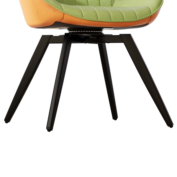 English Elm A Set of 2 Mid-century Pu Leather Dining Chairs with Ergonomic Back and Metal Legs Green W2189P196218