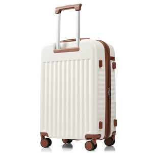 English Elm Luggage 3 Piece Abs Hard Shell Set with Usb Port Front Access and Spinner Wheels White N726P307555O