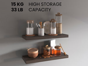 English Elm Ecco 31.5" Floating Shelves Set of 2 in Dark Walnut — Hidden Brackets, Sturdy Modern Storage for Home B070P351139