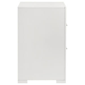 English Elm Pierce White High Gloss Nightstand with 2 Soft-Close Drawers Felt Lined Top Modern Bedside B062P378421