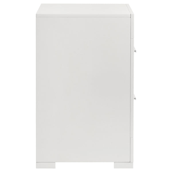 English Elm Pierce White High Gloss Nightstand with 2 Soft-Close Drawers Felt Lined Top Modern Bedside B062P378421
