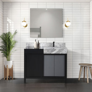 English Elm Black 36-Inch Bath Vanity With Castle Grey Marble Top & Gun Metal Faucet, Soft-Close Storage Solution B2731P261082