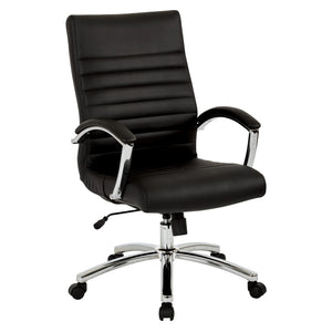 OSP Home Furnishings Executive Mid-back Office Chair with Faux Leather Upholstery and Lumbar Support Black FL92017C-U6