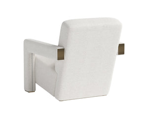 Sunpan Forester Lounge Chair - Copenhagen White Boucle With Sculpted Arms & Antique Gold Base Elegance Cream Fabric 110939