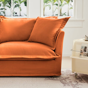 English Elm Modern Chenille Modular Sofa Deep Seat High Back Armless Sectional for Living Room Orange W3041S00133