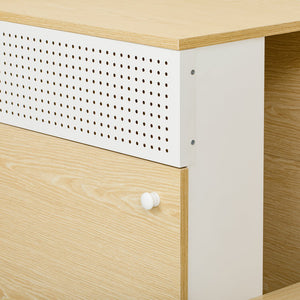 English Elm Modern 2 IN 1 Cat Furniture Litter Box Enclosure with Flip-Down Door, Grooved Entry & Storage Shelf N843P251413N