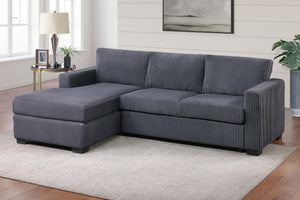 English Elm L-shaped Corduroy Sectional with Chaise Square Arms Modern Living Room Sofa Dark Gray B011P430092