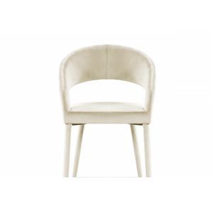 English Elm Modern Velvet Upholstered Dining Chair Set Arched Back Gold Tipped Wooden Legs Cream B011P439065