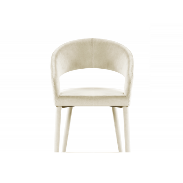 English Elm Modern Velvet Upholstered Dining Chair Set Arched Back Gold Tipped Wooden Legs Cream B011P439065