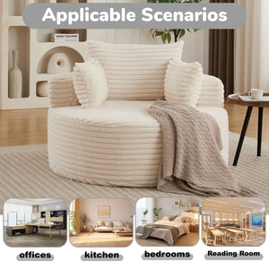 English Elm 50"l Corduroy Oversized Sleeper Chair with Neck Pillow Support for Lounge or Bedroom Beige W834P405862