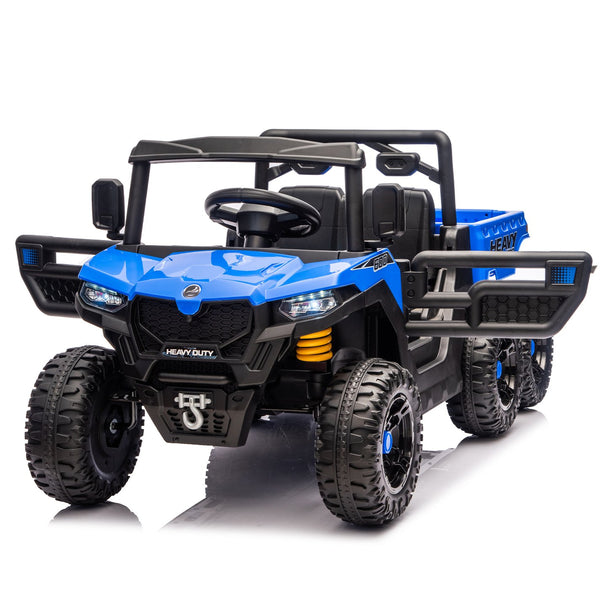 English Elm 24v 400w Six Wheel Kids Electric Dump Truck 4wd Remote Control Ride on Toy Blue W1578P353179