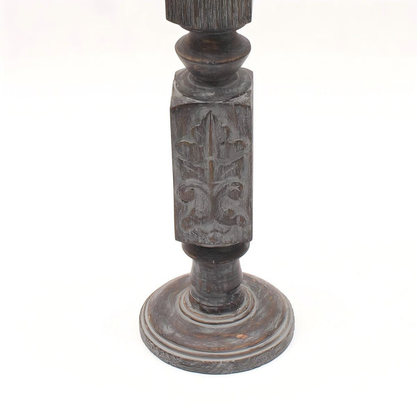 English Elm Decorative Wooden Centerpiece Candle Holder - Elegant Gray Candle Stand For Weddings & Home Décor B346P336903