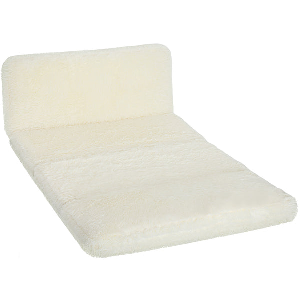 English Elm Homcom Plush Faux Fur Folding Floor Sofa Foam Filled Lounger for Bedroom Living Room W2225P485596