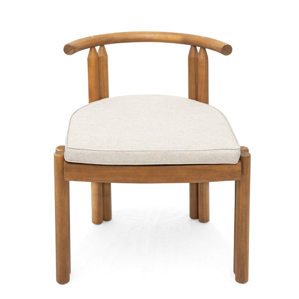 English Elm Christopher Knight Home® - Cove Acacia Wood Armless Dining Chairs Set Of 2 – Stylish Teak Finish & Comfortable Beige Cushions N775P329651T