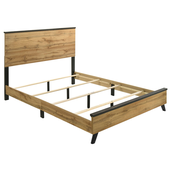 English Elm Fraser Weathered Brown Natural Pine Queen Panel Bed with Rectangular Headboard Rustic Farmhouse Charm B062P378460