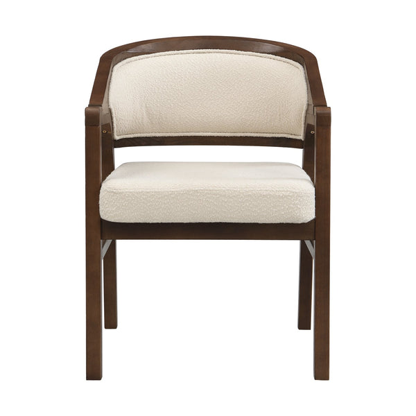English Elm Christopher Knight Home® - Wooden Modern Dining Chair with Ergonomic Curved Back and Bouclé Upholstery, Solid Rubberwood Craftsmanship Beige,Walnut N771P346814T