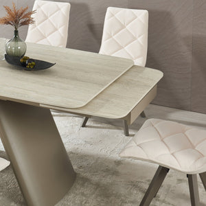 English Elm Retractable Sintered Stone Extendable Dining Table Seats Eight with Steel Base W5630S00002
