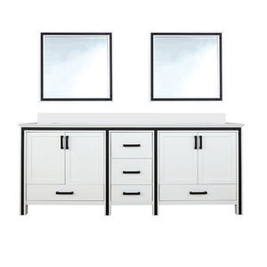 English Elm White Double Bath Vanity With Cultured Marble Top, Soft-Close Drawers & 2 Elegant Mirrors - 84" W B2731S00942-GIGA