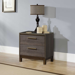 English Elm Manvel Solid Wood Nightstand Two Drawer Antique Gray Finish for Modern Bedrooms B056P417103