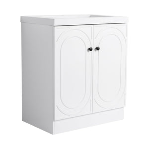 English Elm 30" Modern Freestanding Bathroom Vanity with Resin Sink, Soft-Close Doors, Adjustable Shelf, Durable Plywood Finish White W999S00271
