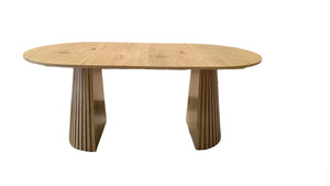English Elm Wooden Oval Extendable Dining Table with Slatted Legs Seats up to Six Mid-century W3590P426263