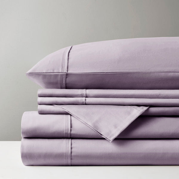 JLA Home Madison Park - Cotton sateen sheet set with peachy-soft finish, OEKO-TEX certified, durable wrinkle-resistant comfort Purple MPH20-0011